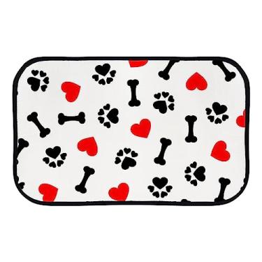 Imagem de DreamBay Tapetes de porta de coração vermelho pata de cachorro fofo 60 x 40 cm tapete antifadiga tapete de pé interior ao ar livre capacho de entrada antiderrapante