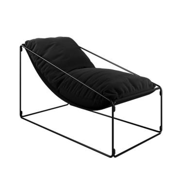 Imagem de Espreguiçadeira Industrial Luxo Arpoador Com Almofada Preta - Cor: Preto