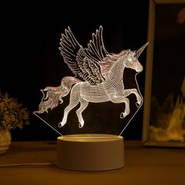Imagem de PopLumos - Luminária led 3d, abajur de mesa, luz noturna, unicórnio