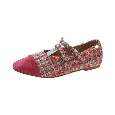 Imagem de Sandálias femininas de dedo quadrado com salto baixo fashion sapatos casuais confortáveis ​​sandálias femininas (Color : Pink, Size : 36EU)