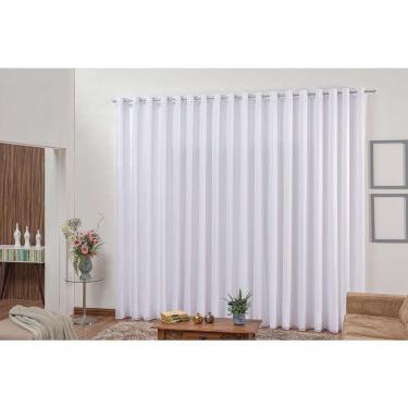 Imagem de Cortina 2,80x1,80 Sala Quarto Cozinha Varão Voil Microfibra Cor:branco