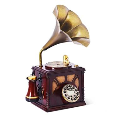 Imagem de Casa criativa, telefone fonógrafo retrô de resina marrom criativo para casa ShaoSu