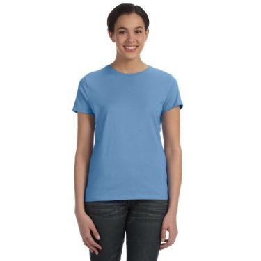 Imagem de Camiseta feminina de algodão Nano-T Hanes, Carolina Blue, XX-Large
