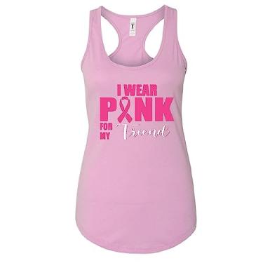 Imagem de Camiseta regata feminina I Wear Pink for My Friend Survivor, conscientização sobre o câncer de mama, Rosa claro, P