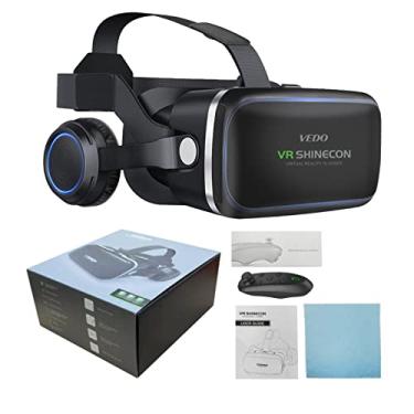 Imagem de Fone de Ouvido de Realidade Virtual com Controlador, Óculos Universais de Realidade Virtual, Óculos 3D de Realidade Virtual para Telefones de 4,7-6,6 Inch