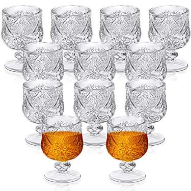 Imagem de Conjunto de copos de shot de 49,6 g Fancy Cute Shot Glasses Cordial Crystal Shot Glassware Clear Embossed Glass Snifters Drinkware for Wine Sherry Vodka Cocktail Beverage Wedding Party Bar Supplies