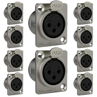 Imagem de Conector Xlr Femea Wc 1023 Fp Bk Ni 3p Painel Wireconex 10 Unidades [F108]