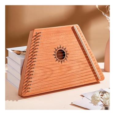 Imagem de Harpa de lira portátil de 19 cordas para iniciantes, mini harpa corpo de mogno, cordas de aço, instrumento de harpa celta (A)