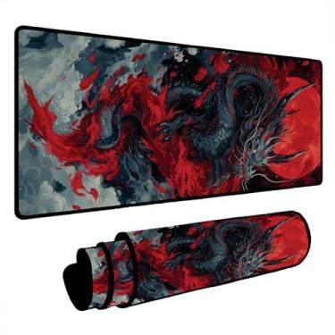 Imagem de Mouse Pad Gamer Deskpad Speed Extra Grande Profissional com Borda Costurada - Dragão Vermelho