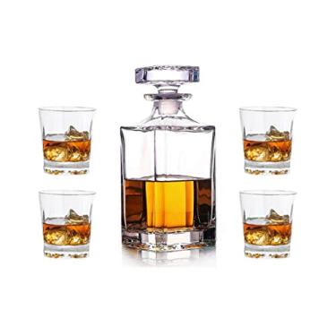 Imagem de First to act tactical Conjunto de copos de decantador de uísque sem chumbo copos de degustação de uísque escocês garrafa de vinho para beber copo de tequila de uísque irlandês Bourbon (quadrado, 1