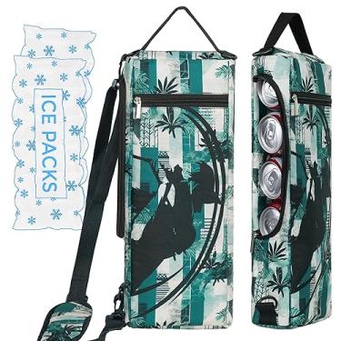 Imagem de Bolsa térmica de golfe mais bolsa térmica com face macia - comporta 6 pacotes de latas ou 2 garrafas de vinho - manga cinza camuflada para cerveja de golfe preta cabe discretamente em sacos de golfe