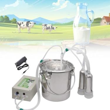 Imagem de CNAOHGHN Kit de máquina de ordenha elétrica de vaca/cabra para ordenha elétrica portátil de ovelhas, com válvula de retenção de parada automática, ordenhador a vácuo de pulsação automática