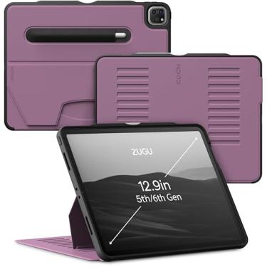 Imagem de ZUGU Case Para iPad Pro 12,9 polegadas 2021 - Capa protetora fina - Carregamento sem fio para Apple Pencil - Suporte magnético conveniente e capa para dormir/acordar (Modelo #'s A2378, A2379, A2461, A2462) Roxo