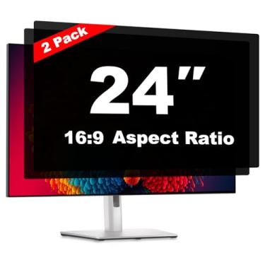 Imagem de Pozlle Escudo de tela de privacidade de computador de 24 polegadas [pacote com 2] para monitor panorâmico de mesa 16:9 - filtro de privacidade de luz azul antirreflexo e película protetora de