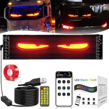 Imagem de Candeeiro de olhos de diabo para carros, candeeiro de olhos colorido, ecrã suave para janelas de automóveis, sinal LED flexível programável para automóveis, padrão de texto personalizado (9 *