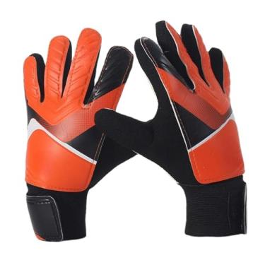 Imagem de UGPLM Luvas de goleiro Luvas de futebol Proteção para as mãos Luvas de goleiro respiráveis de látex Luvas de futebol para jogos de futebol Esportes com bola, Laranja Tamanho 5