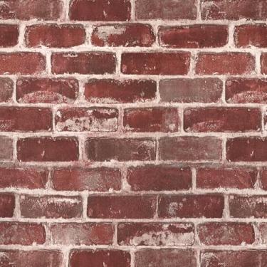 Imagem de Papel de parede de tijolos de 43 cm × 3200 cm, papel de parede de tijolo falso vermelho, papel de contato autoadesivo, vinil removível, impermeável, para lareira, cozinha e decoração de Natal