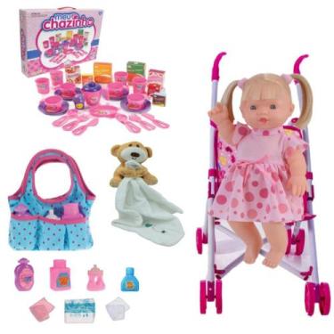 Imagem de Kit Boneca Bebê Elisi 30 Frases +Acessório P/ Boneca Brincar - Adijoma