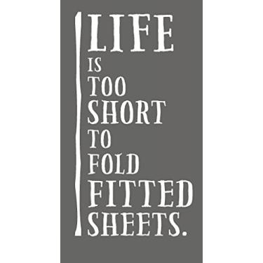 Imagem de Wall Decor Plus More WDPM3352 Life is Too Short to Fold Lençóis Ajustados Humorous Laundry Room Decalque Decoração de parede, 58 x 30 cm, Branco
