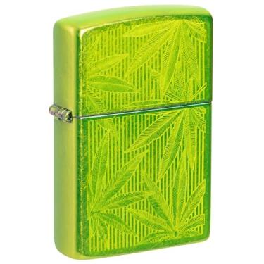 Imagem de Zippo Isqueiro de bolso sinuoso com design de cannabis gelado