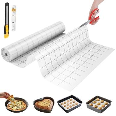 Imagem de Tapete de silicone para assar, 40,6 cm x 1,5 m, corte livre, assadeira de silicone antiaderente, reutilizável e pastelaria, rolo de silicone antiderrapante para forro de fritadeira, liofilizador,