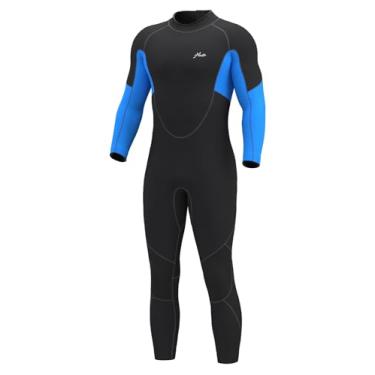 Imagem de Hevto Roupa de mergulho masculina 4/3 mm neoprene GBS Full Wet Suit em água fria zíper traseiro para surfe, natação, mergulho, caiaque SUP (masculino, azul, 2GG)