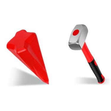 Imagem de Leriton Divisor de tronco manual derrubado de 1,6 kg com cunha de diamante de martelo de 1,1 kg, divisor de madeira com 4 direções para corte de árvores, corte de madeira, jardinagem, acampamento e