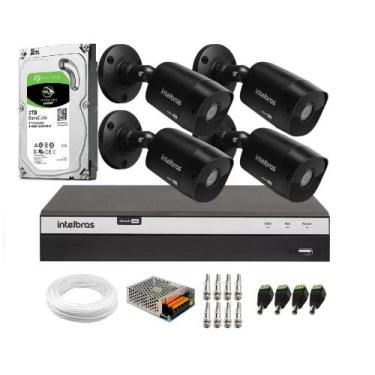 Imagem de Kit 4 Câmeras Black Bullet Intelbras VHD 1220 B G6 Full HD 1080p + DVR