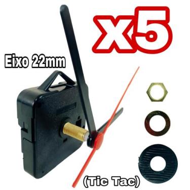 Imagem de Kit 5 Mecanismos Do Movimento Relógio De Parede 22mm Quartz + Ponteiro