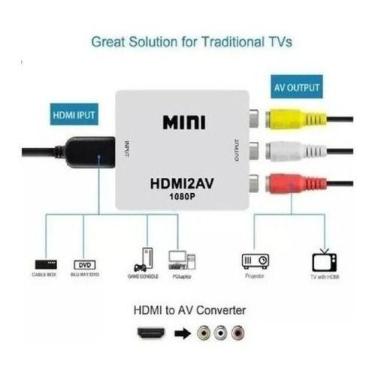 Imagem de Adaptador Hdmi X Rca + Cabos Hdmi Av Video 1080p Envio Hj Nf - NEW, HD