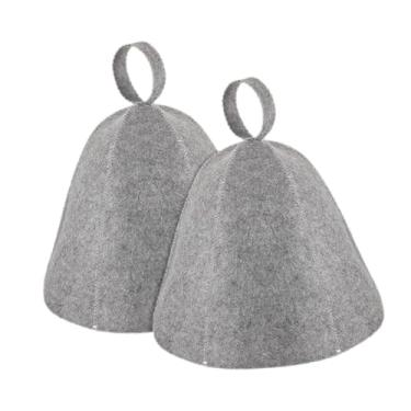 Imagem de Ｂｅｓｇａ 2x Sauna Hat Vaporarium Hat Toalha Envoltório Isolamento Térmico para Homens e Mulheres Proteger Cabelo Banho Confortável Touca de Vapor Russa, 2 Unidades Cinza