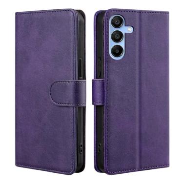 Imagem de DiGPlus Capa carteira para Samsung Galaxy A15, capa de couro premium com compartimentos para cartões e suporte, roxa