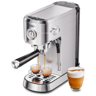 Imagem de Máquina de Café Expresso Profissional 20 Bar com Espumador de Leite em Aço Inoxidável, 110V 1350W, Gevi, Prata
