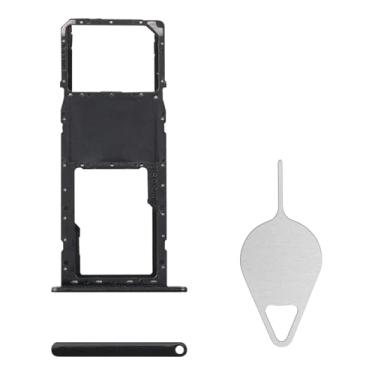Imagem de BESJMYT Substituição da bandeja do cartão SIM para Samsung Galaxy A11 (versão SIM único) Adaptador de suporte de slot de bandeja de cartão preto com ejetor de agulha para A11 SM-A115U SM-A115U1