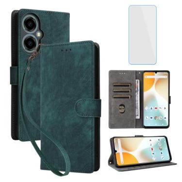 Imagem de IUQXU Capa carteira para celular BLU G64 com protetor de tela [bloqueio RFID] couro flip suporte para cartão alça de suporte mulheres homens capa para celular azul G64 BLU G 64 BLUG64 verde