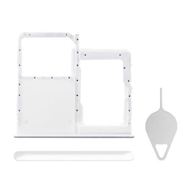 Imagem de BESJMYT Para Samsung Galaxy A31 Substituição da bandeja do cartão SIM (versão SIM único) Prism Crush Branco Suporte de Slot de Bandeja de Cartão Adaptador com Ejetor de Agulha para A31 SM-A315F