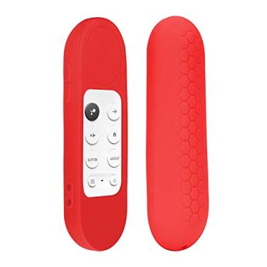 Imagem de Geekria Capa Chromecast compatível com controle remoto Google TV HD 2022 – Capa de silicone leve e antiderrapante resistente a choques para controle remoto Google TV 4K 2020 com cordão (vermelho)