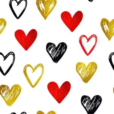 Imagem de Papel De Parede Adesivo Coração Vermelho Dourado Preto Quarto  5m - Ba