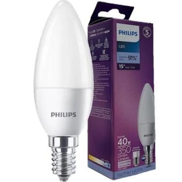 Imagem de Kit 2 Lampada Vela 3.5w Philips Branca 6500K E14 Adaptador E27