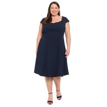 Imagem de bestmobilephonecases Vestido feminino com decote em coração, cintura império, ajuste e flare para ocasiões especiais, midi, Blazer azul-marinho, 58