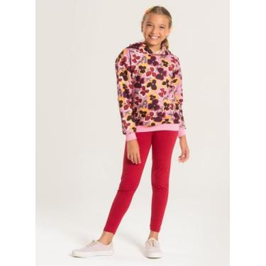 Imagem de Conjunto Inverno Menina Rosa Blusão Com Capuz e Legging em Cotton Folh