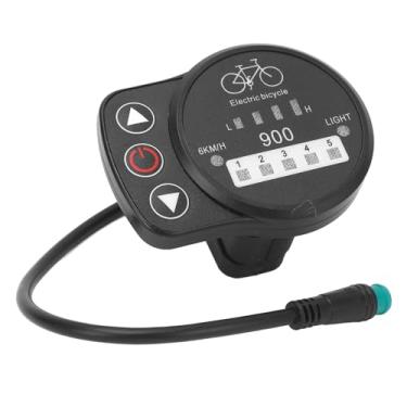 Imagem de Medidor de LED de Bicicleta Elétrica, 36V 48V Elétrico Velocidade da Bateria Painel de Exibição do Farol da Bateria para o Controlador KT (Conector à prova d'água)