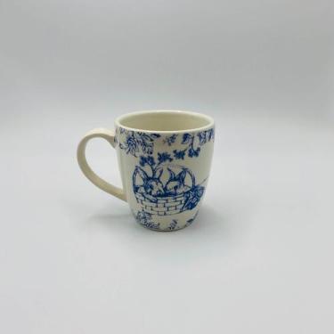 Imagem de Caneca em Cerâmica Collection Clássica Azul e Branco Páscoa Coelho 350