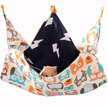 Imagem de Rede de porquinho-da-índia, acessórios para porquinhos-da-índia, furão, porquinho-da-índia, cama pendurada, túnel fofo, furão para gaiola, suprimentos (bege, grande)