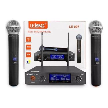 Imagem de Kit Microfone Sem Fio Duplo Profissional Certificado Anatel