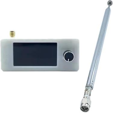 Imagem de Rádio DSP portátil | tela IPS de 4,9 polegadas | USB/LSB/AM/FM de 0,5 a 108 MHz | Bateria de mais de 10 horas | PETG 3D robusto para acampamento, caminhadas, viagens (antena branca telescópica)