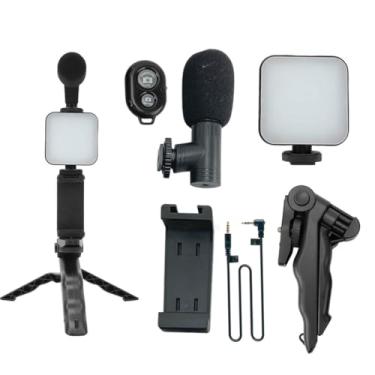 Imagem de Kit de Gravação 5 em 1 para Celular – Tripé, LED, Microfone e Controle Remoto Para Blogueiro Kit de Gravação Completo para Criadores de Conteúdo