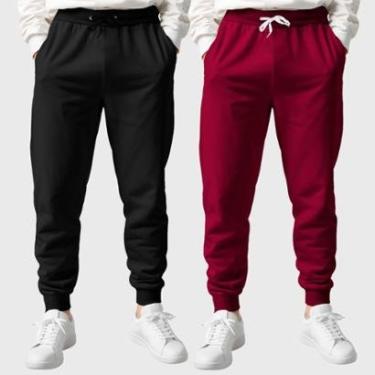 Imagem de Kit 2 Calças Masculinas Moletom Flanelada Slim Benellys-Masculino