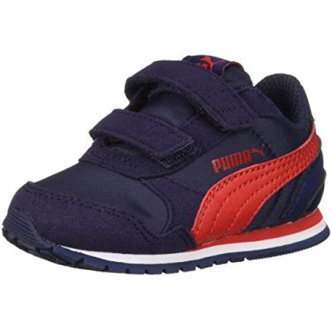 Imagem de PUMA Tênis infantil unissex St Runner Hook and Loop, Peacoat-ribbon vermelho, 16