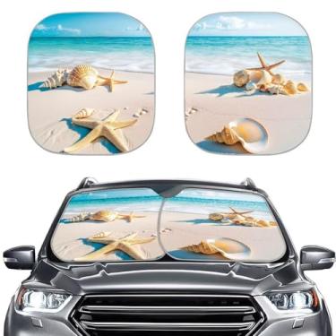 Imagem de GOSTONG Para-brisa automotivo para-sol blocos refletivos calor e sol concha de praia dobrável carro janela frontal protetor solar universal serve para a maioria dos carros
